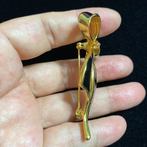 🖤Vtg💕Black and gold ribbon brooch - Picture 6 of 9